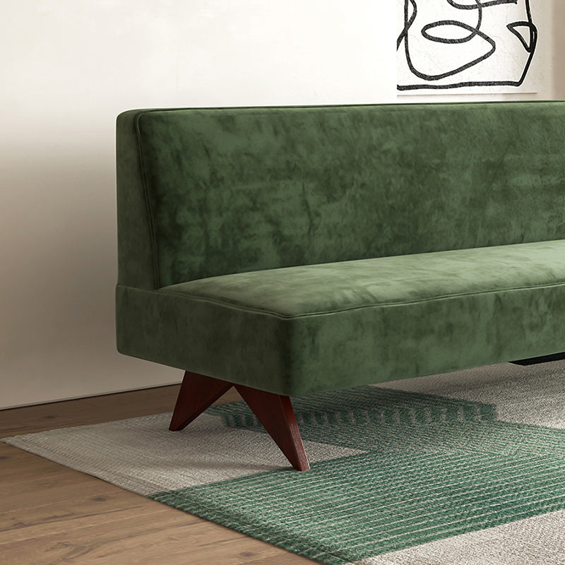 Velvet 29.52" Wide Pine  Sofa for  Living Room Green Armless Sofa