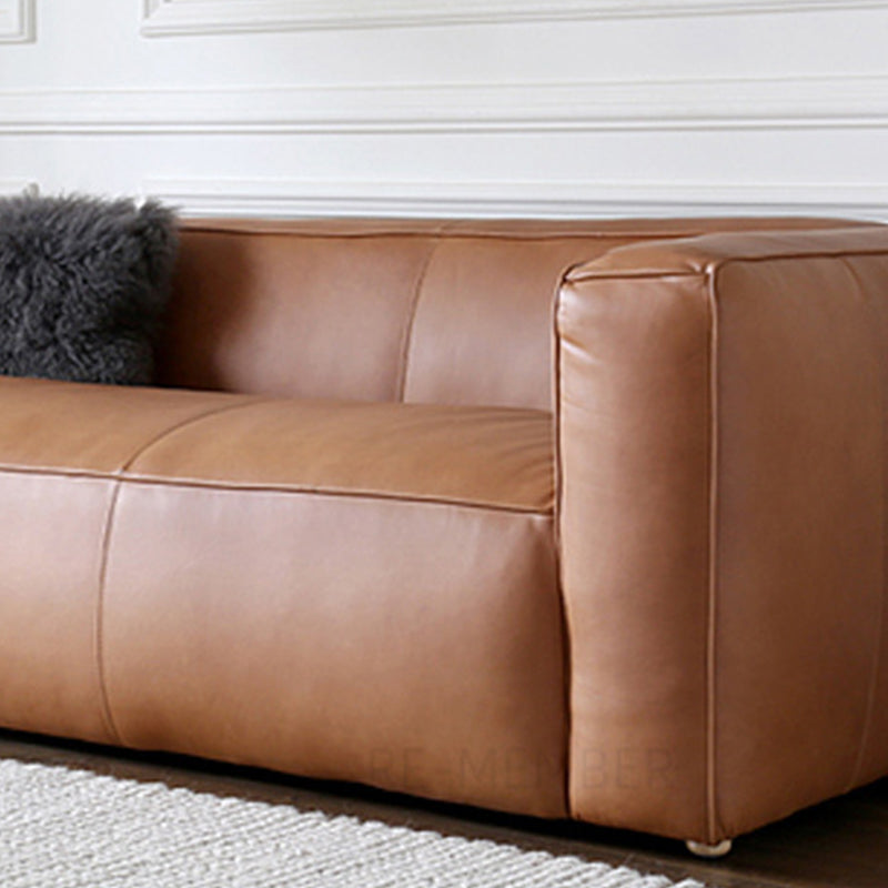 Contemporary Faux Leather Sofa Tuxedo Arm 25.59-In High Sofa