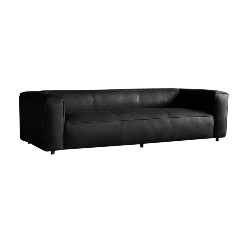 Contemporary Faux Leather Sofa Tuxedo Arm 25.59-In High Sofa