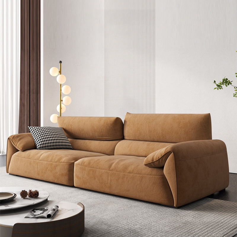 Adjustable Sewn Pillow Back Sofa Modern Pillow Top Arm Sofa in Brown