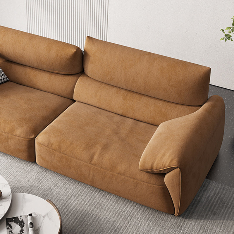 Adjustable Sewn Pillow Back Sofa Modern Pillow Top Arm Sofa in Brown