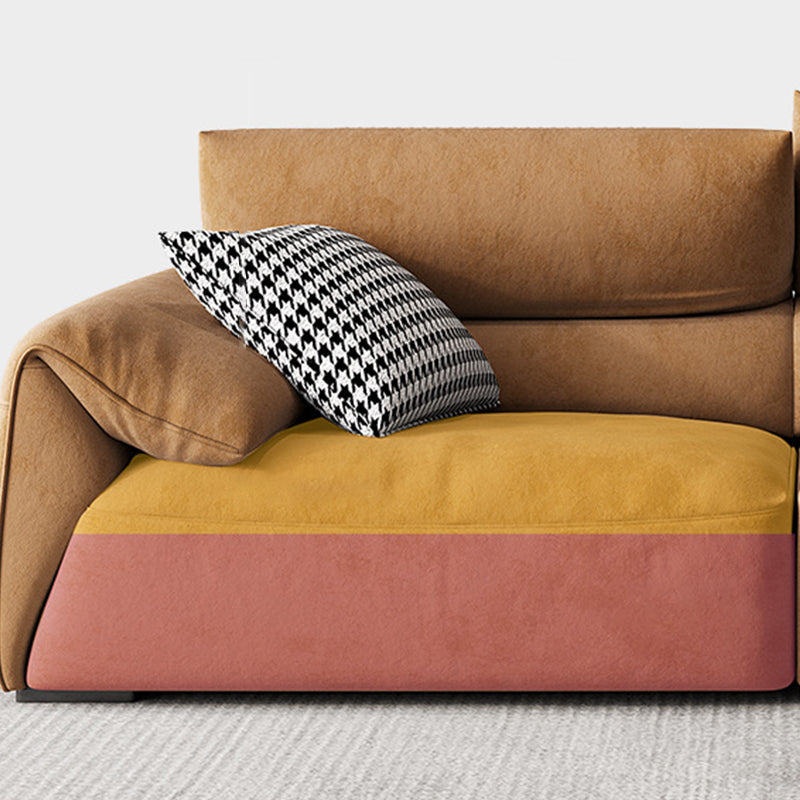 Adjustable Sewn Pillow Back Sofa Modern Pillow Top Arm Sofa in Brown