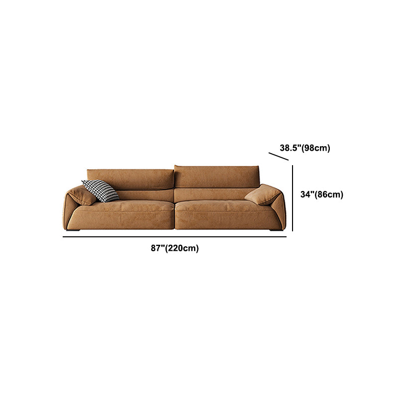 Adjustable Sewn Pillow Back Sofa Modern Pillow Top Arm Sofa in Brown