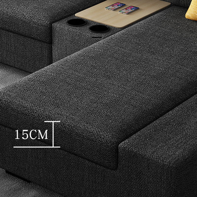 Linen 4-Seater Sectional Sofa with Sloped Arms for Living Room