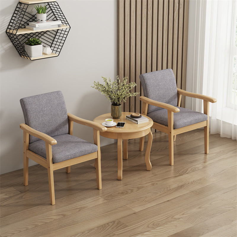 Mid-century Solid Wood Frame Removable Slipcover Accent Armchair