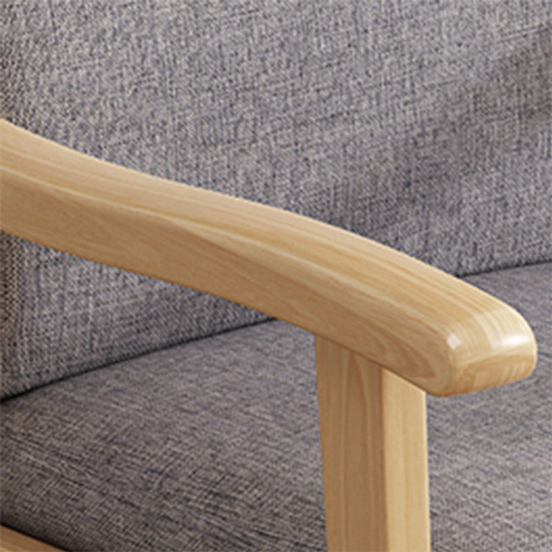 Mid-century Solid Wood Frame Removable Slipcover Accent Armchair