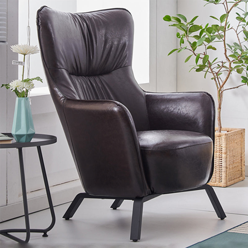 Contemporary Bonded Leather Arms Included with Black Legs Wingback Chair