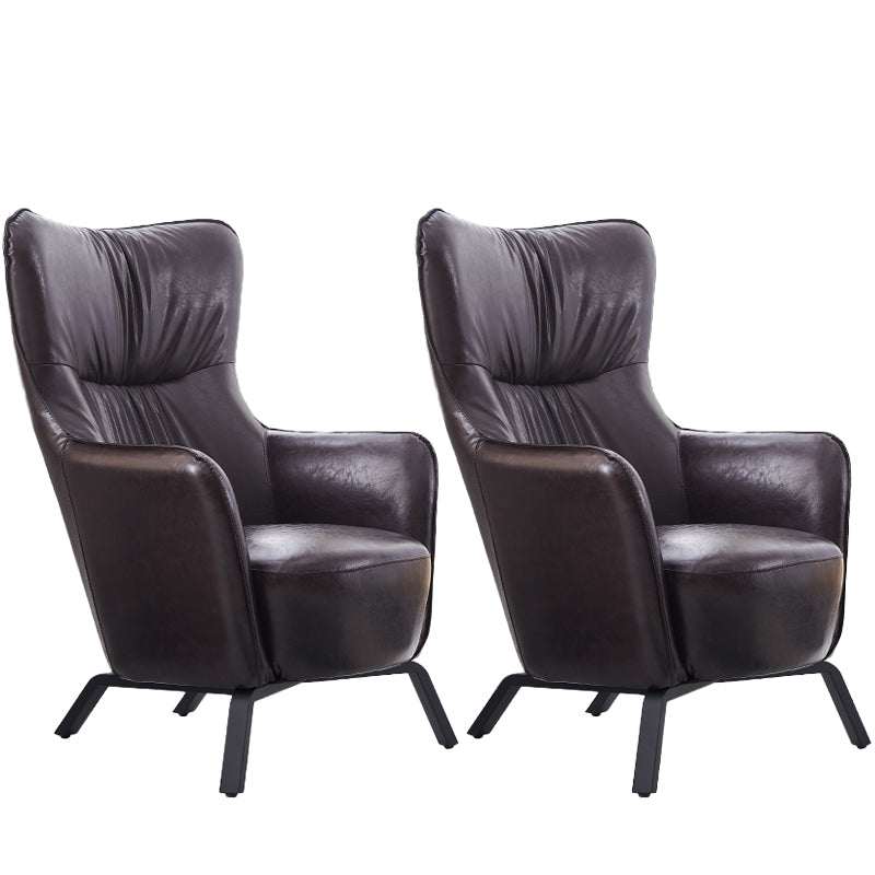 Contemporary Bonded Leather Arms Included with Black Legs Wingback Chair