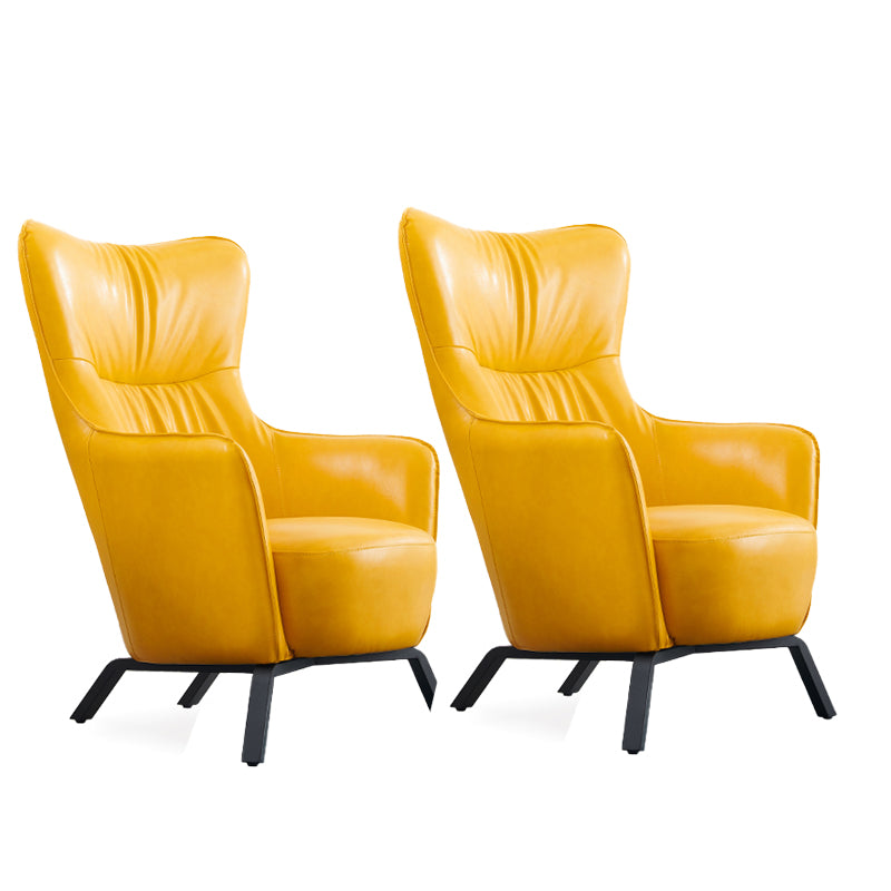 Contemporary Bonded Leather Arms Included with Black Legs Wingback Chair