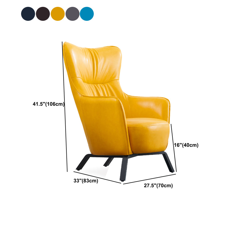 Contemporary Bonded Leather Arms Included with Black Legs Wingback Chair