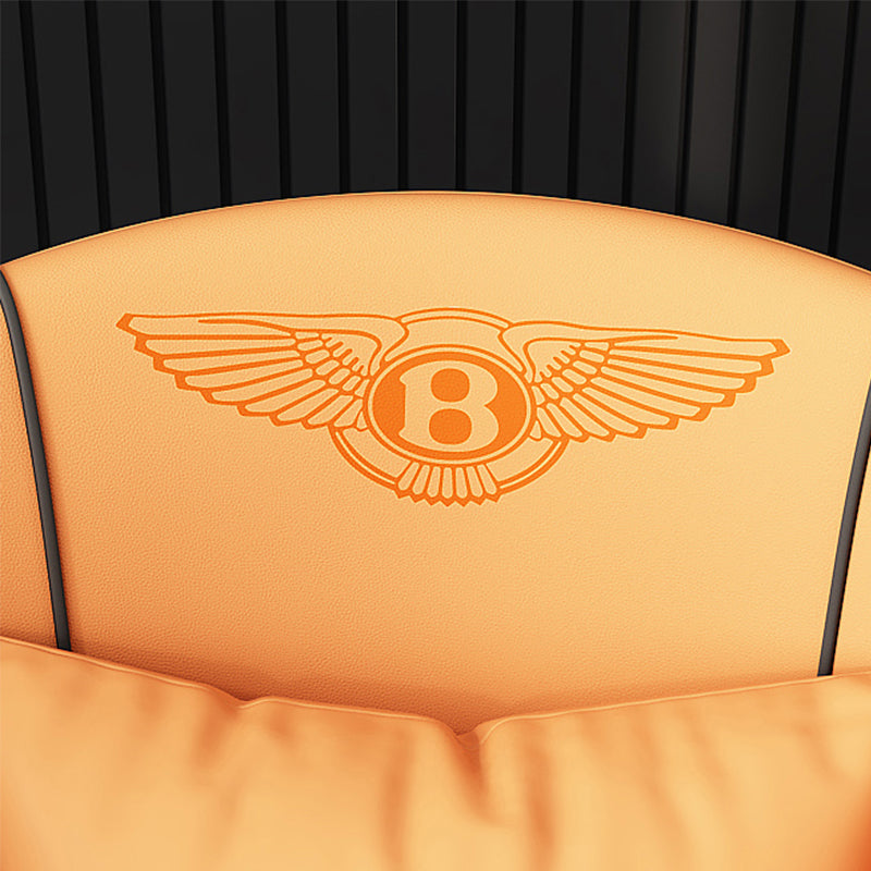 Contemporary Bonded Leather Arms Included Gold Base Accent Armchair