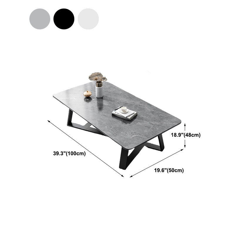 Glam Cross Legs Coffee Table Slate Rectangular Cocktail Table for Home