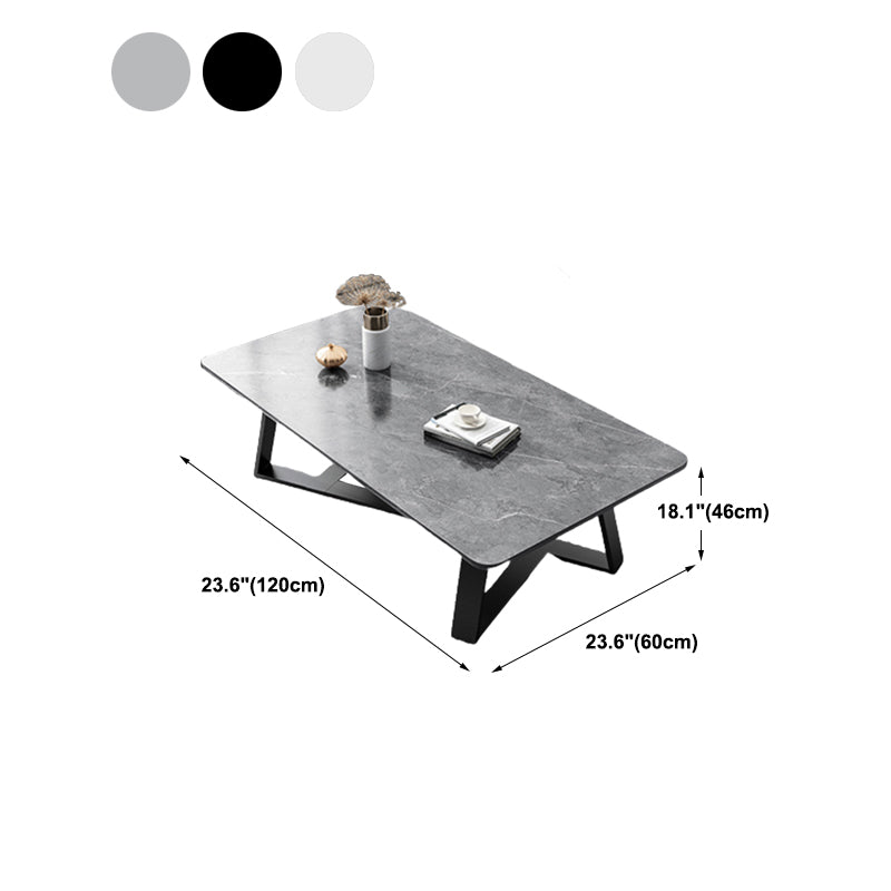Glam Cross Legs Coffee Table Slate Rectangular Cocktail Table for Home