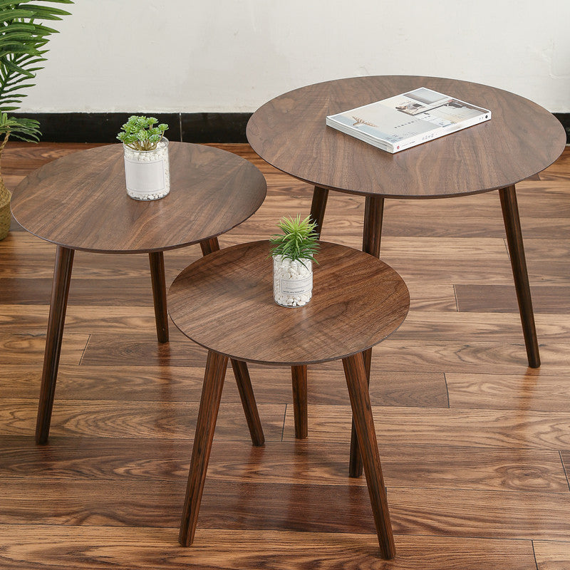 Scandinavian 3 Legs  Cocktail Table Round Wooden Coffee  Cocktail Table for Living Room