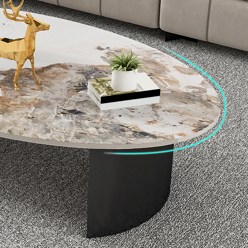 Glam Slate Coffee Cocktail Table Oval Cocktail Table for Living Room