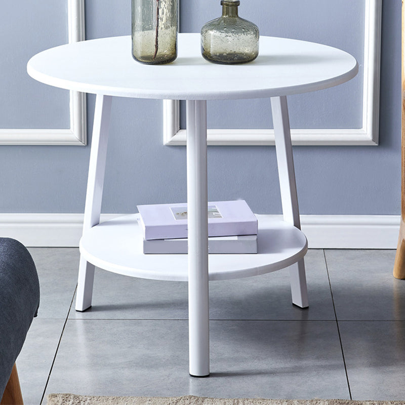 3 Legs Round Side End Table Wood Side End Table with Storage