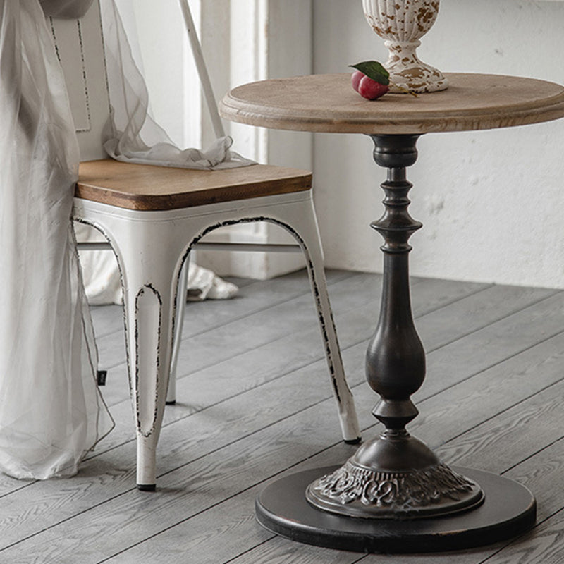 Pedestal Round Side End Table Rustic Distressed Side End Table