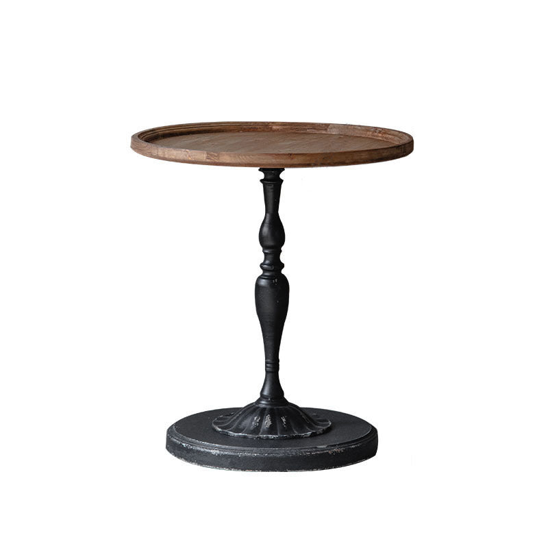 Pedestal Round Side End Table Rustic Distressed Side End Table