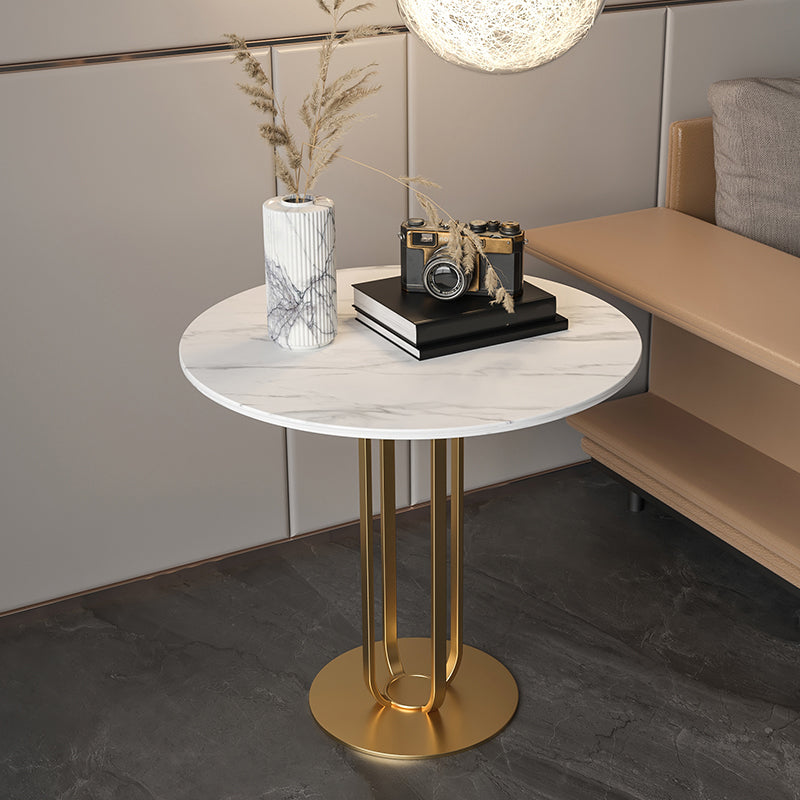 Minimalist Round Corner Table Modern Slate Pedestal Sofa Side Table
