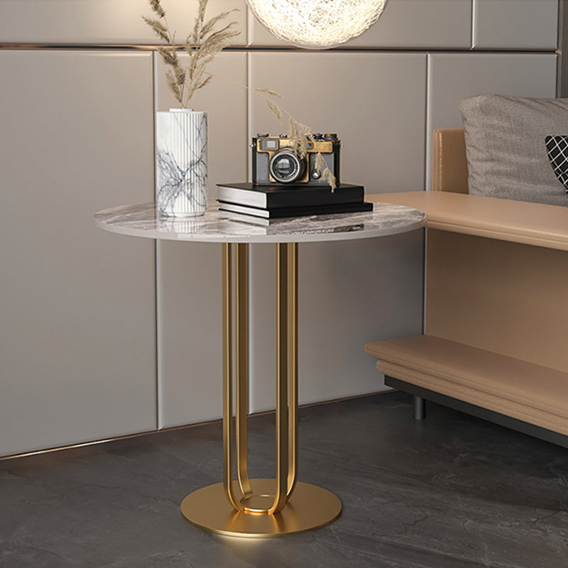 Minimalist Round Corner Table Modern Slate Pedestal Sofa Side Table