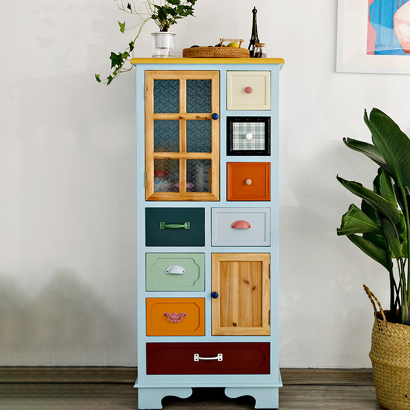Contemporary 8- Drawer Wooden Cabinet , 2-door Rectangle Accent Cabinet
