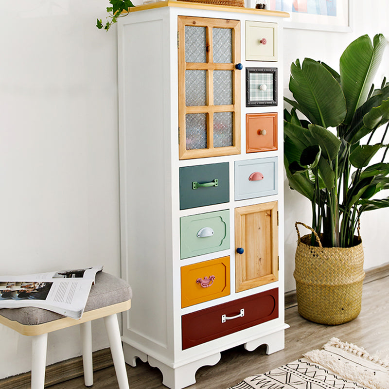 Contemporary 8- Drawer Wooden Cabinet , 2-door Rectangle Accent Cabinet