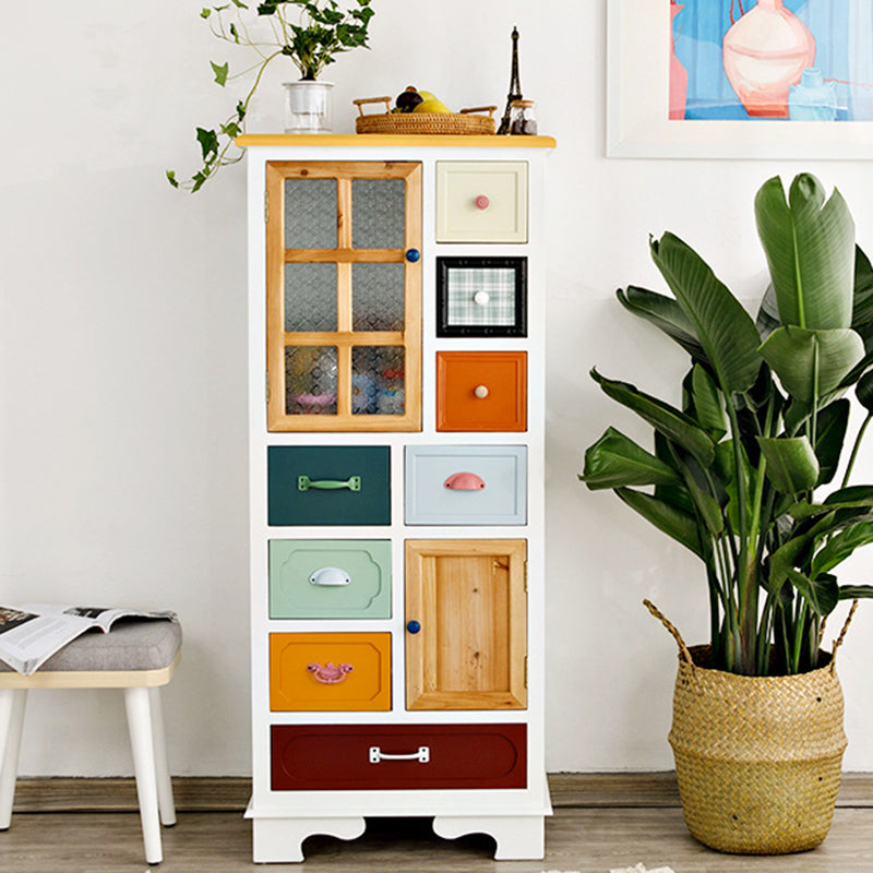 Contemporary 8- Drawer Wooden Cabinet , 2-door Rectangle Accent Cabinet