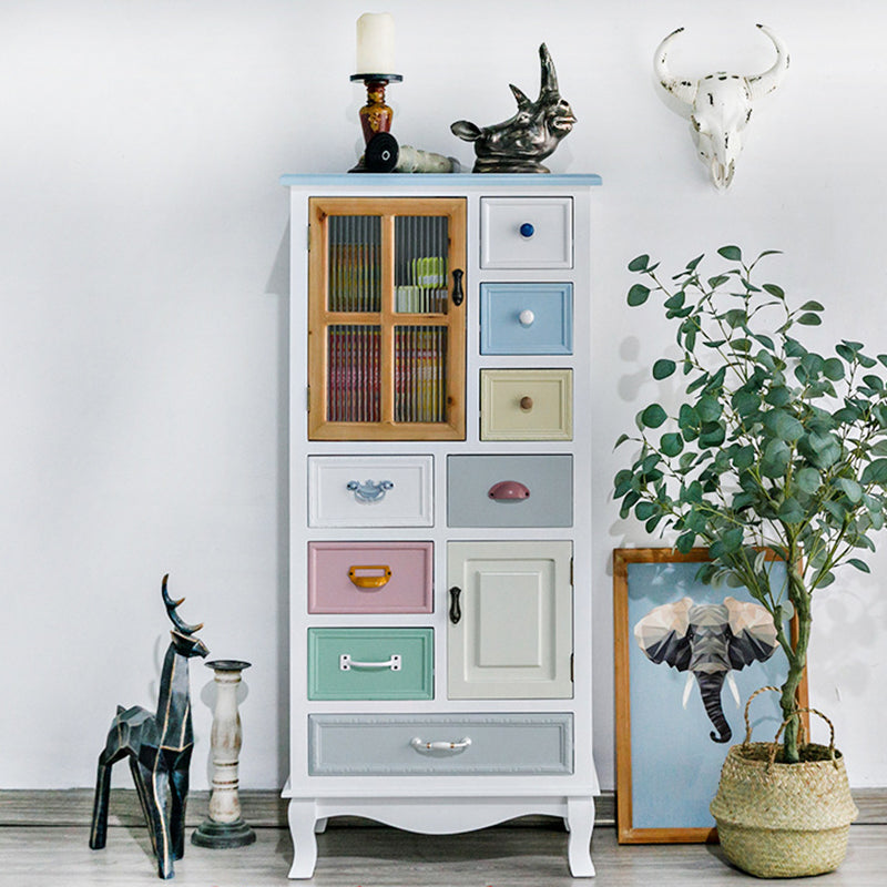 Contemporary 8- Drawer Wooden Cabinet , 2-door Rectangle Accent Cabinet