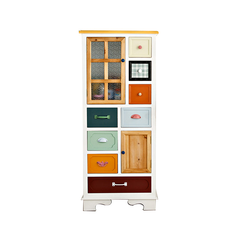 Contemporary 8- Drawer Wooden Cabinet , 2-door Rectangle Accent Cabinet