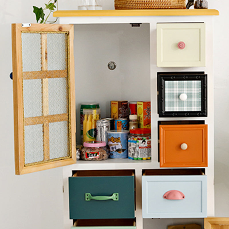 Contemporary 8- Drawer Wooden Cabinet , 2-door Rectangle Accent Cabinet