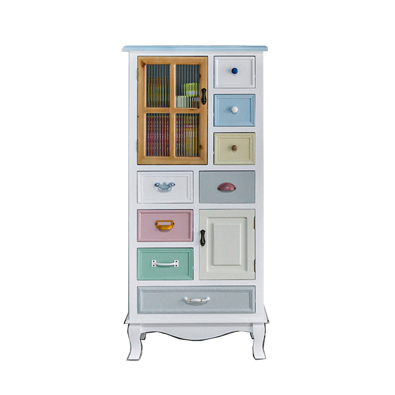 Contemporary 8- Drawer Wooden Cabinet , 2-door Rectangle Accent Cabinet