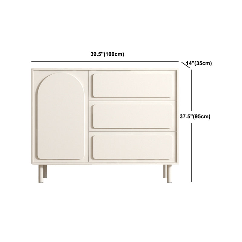 37.4"Tall White Wooden Cabinet , 3- Drawer Rectangle Accent Cabinet