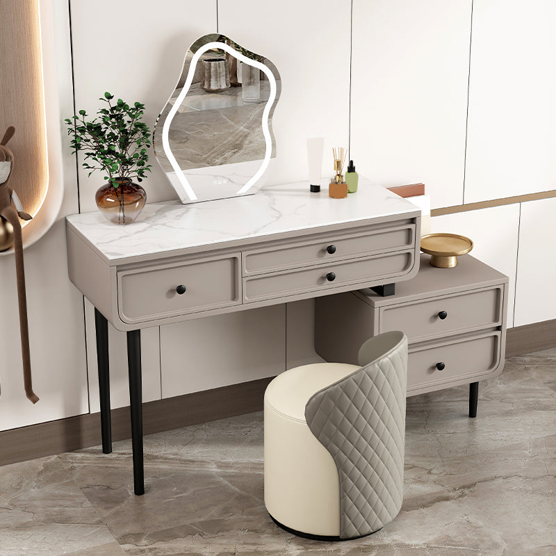 Glam Makeup Vanity Desk with Slate Top, Solid Wood Dressing Table