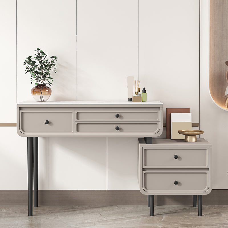 Glam Makeup Vanity Desk with Slate Top, Solid Wood Dressing Table