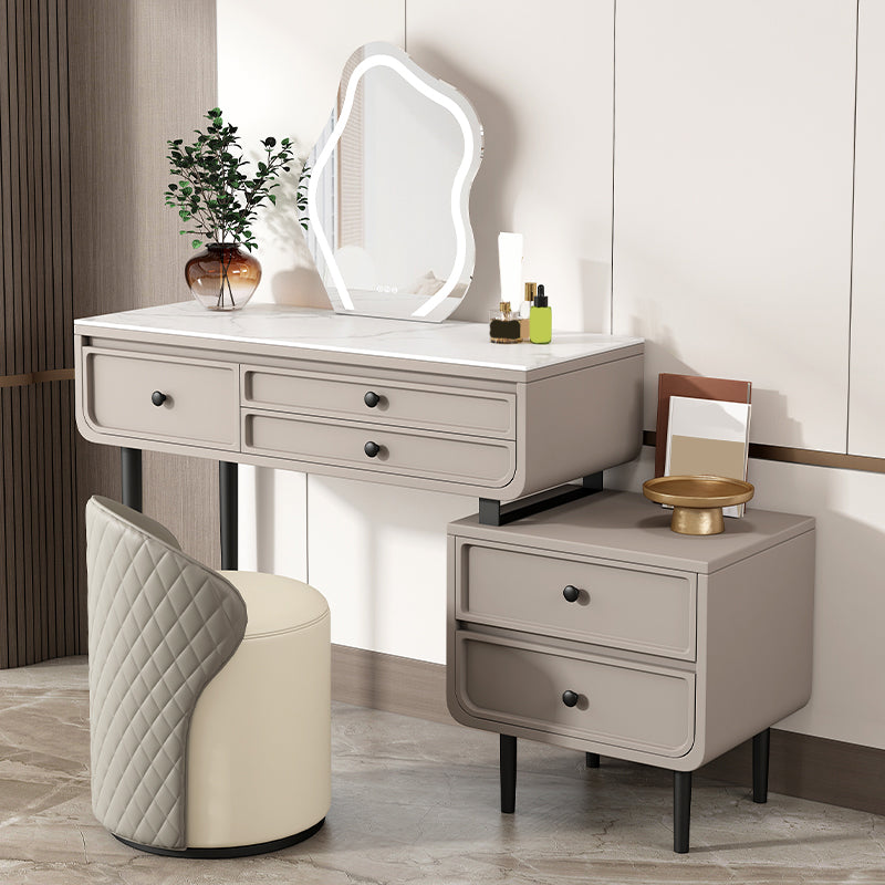 Glam Makeup Vanity Desk with Slate Top, Solid Wood Dressing Table