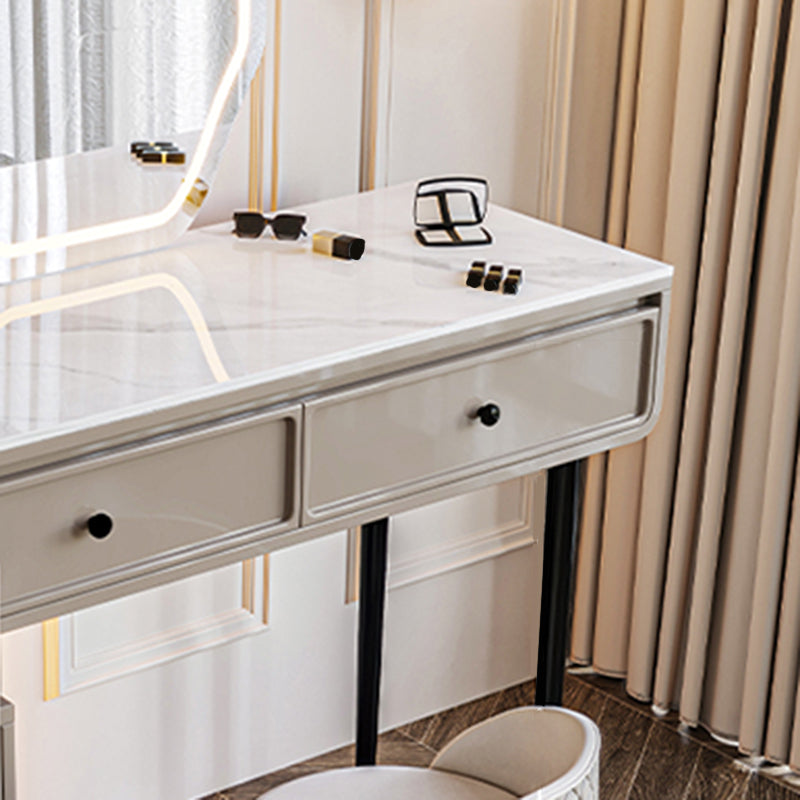 Glam Slate Top Vanity Dressing Table Solid Wood Vanity Desk with Drawers