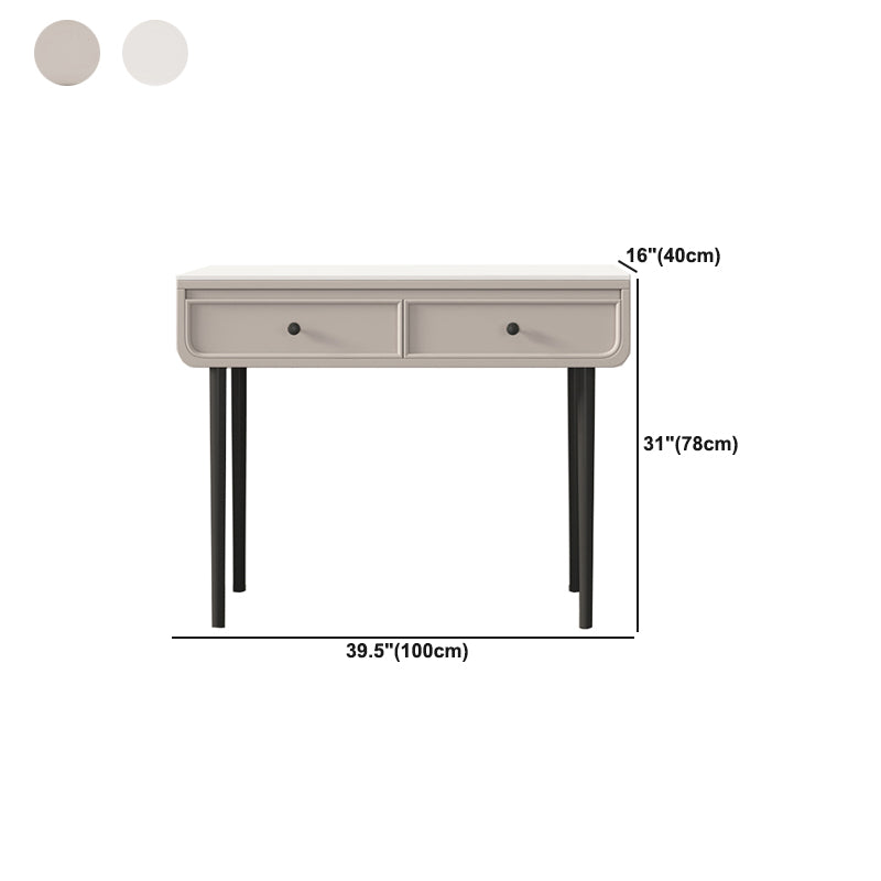 Glam Slate Top Vanity Dressing Table Solid Wood Vanity Desk with Drawers