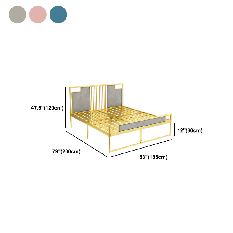 Glam Metal and Upholstered Open-Frame Bed with Headboard and Footboard