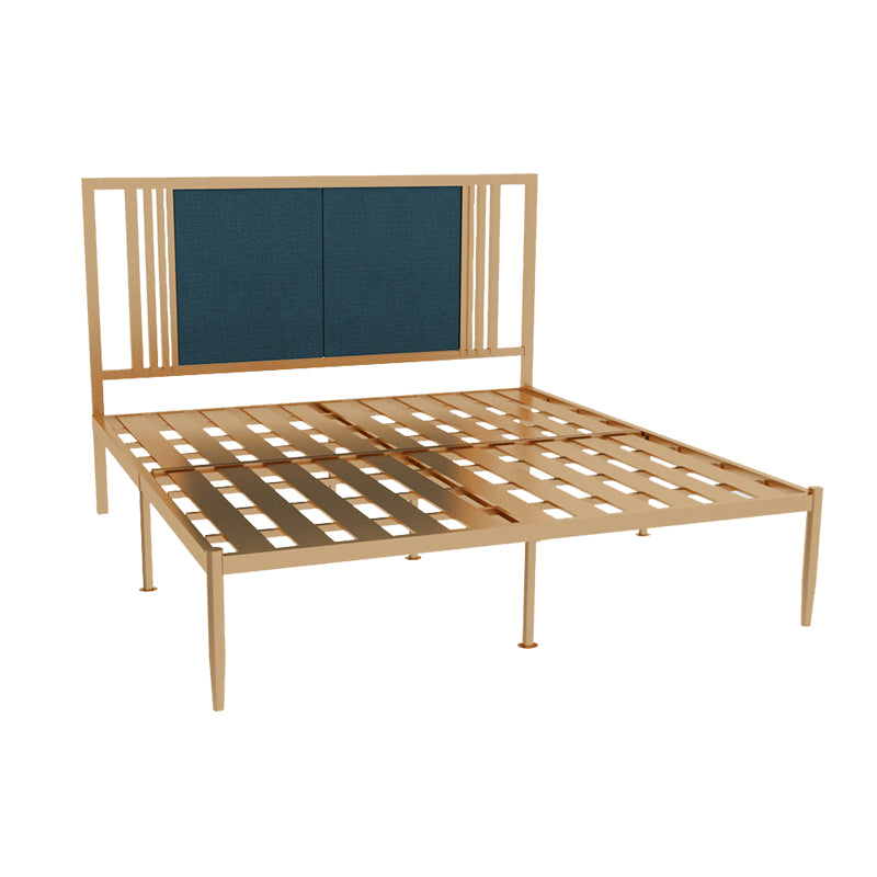 Metal and Upholstered Standard Bed Glam 45" Tall Open-Frame Bed