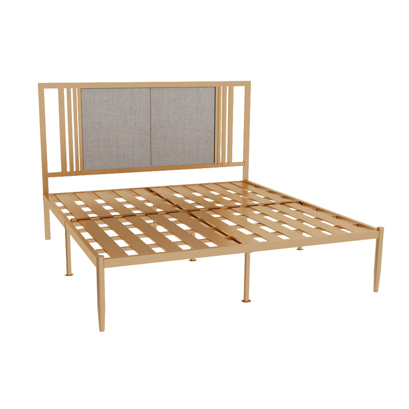 Metal and Upholstered Standard Bed Glam 45" Tall Open-Frame Bed