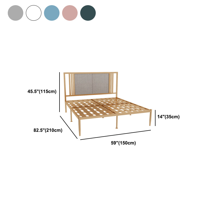 Metal and Upholstered Standard Bed Glam 45" Tall Open-Frame Bed