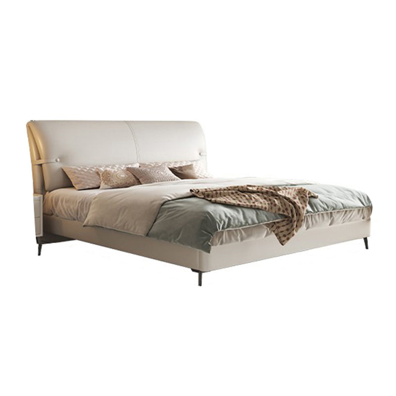 Wood and Upholstered Panel Bed Modernism 39.4" Tall Bed Frame