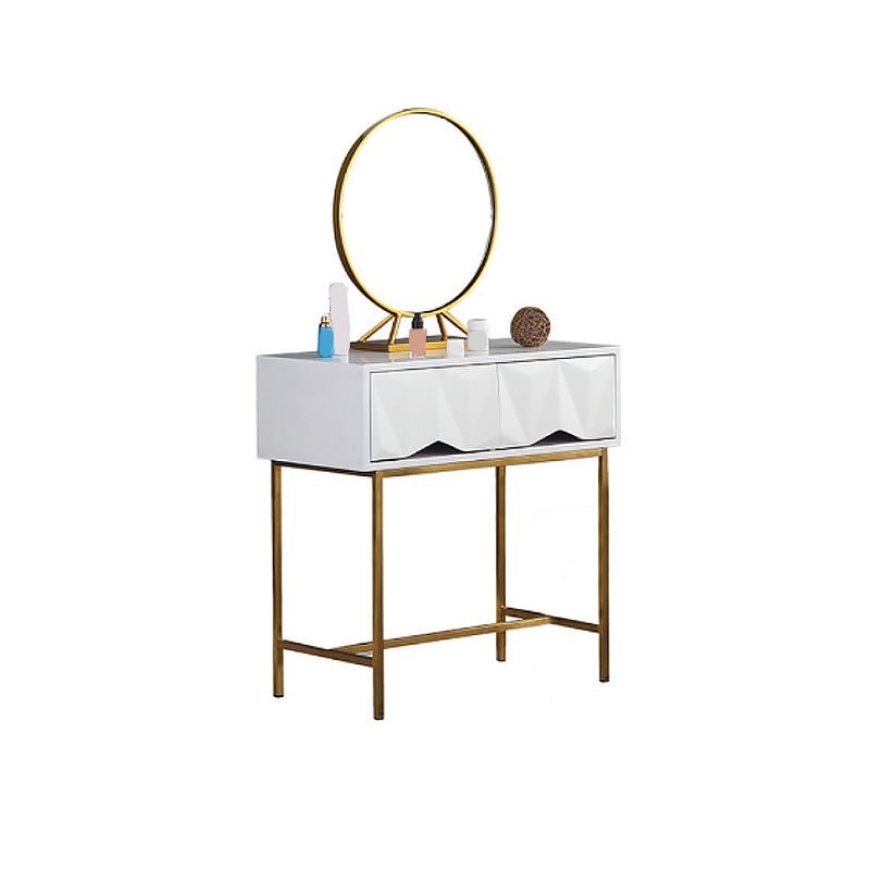 Wood/Iron Vanity Table in White Glam 31.5" H Dressing Table with Mirror and Stool