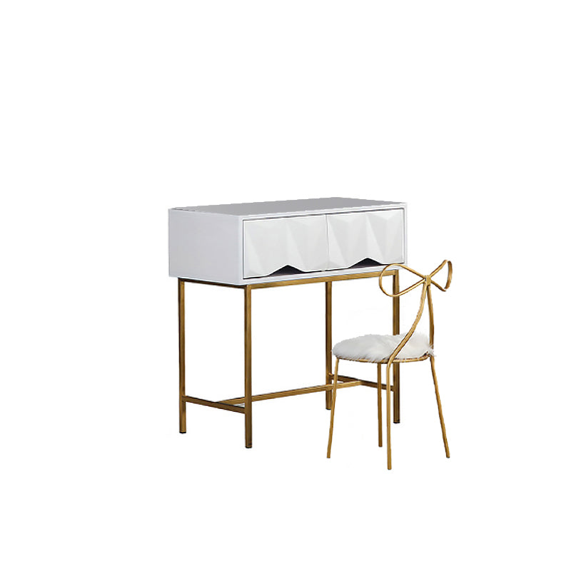 Wood/Iron Vanity Table in White Glam 31.5" H Dressing Table with Mirror and Stool