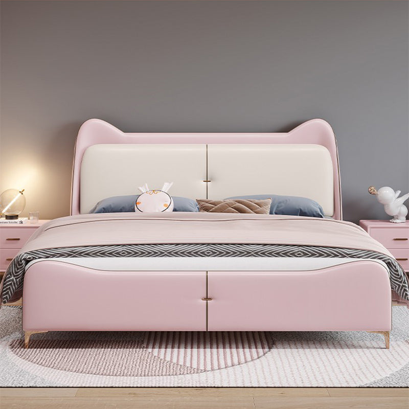 49.6" Tall Wood and Upholstered Wingback Bed Contemporary Standard Bed