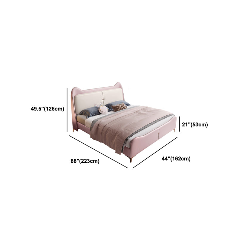 49.6" Tall Wood and Upholstered Wingback Bed Contemporary Standard Bed