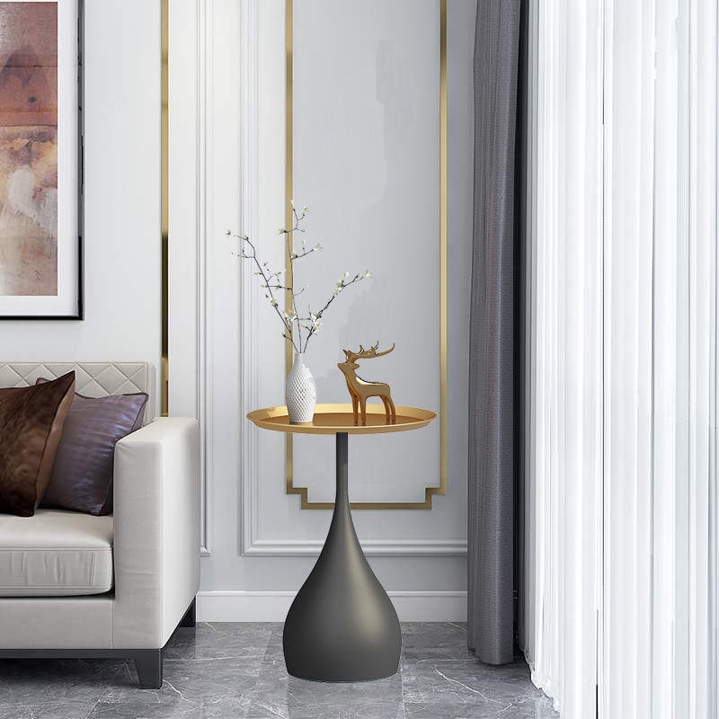 Minimalist Round Tray Top Corner Table Metal Pedestal Sofa Side Table