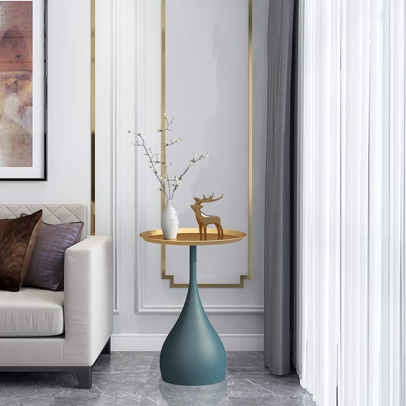 Minimalist Round Tray Top Corner Table Metal Pedestal Sofa Side Table