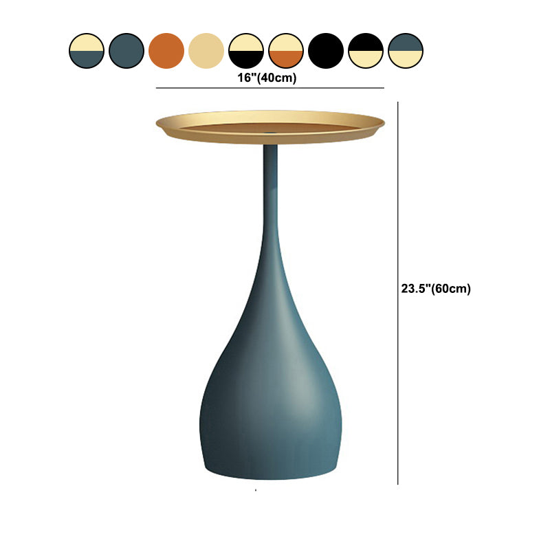 Minimalist Round Tray Top Corner Table Metal Pedestal Sofa Side Table
