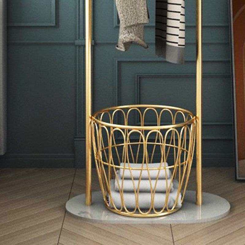 Hall Tree with Hooks and Basket Gorgeous Metal Hall Stand in Gold